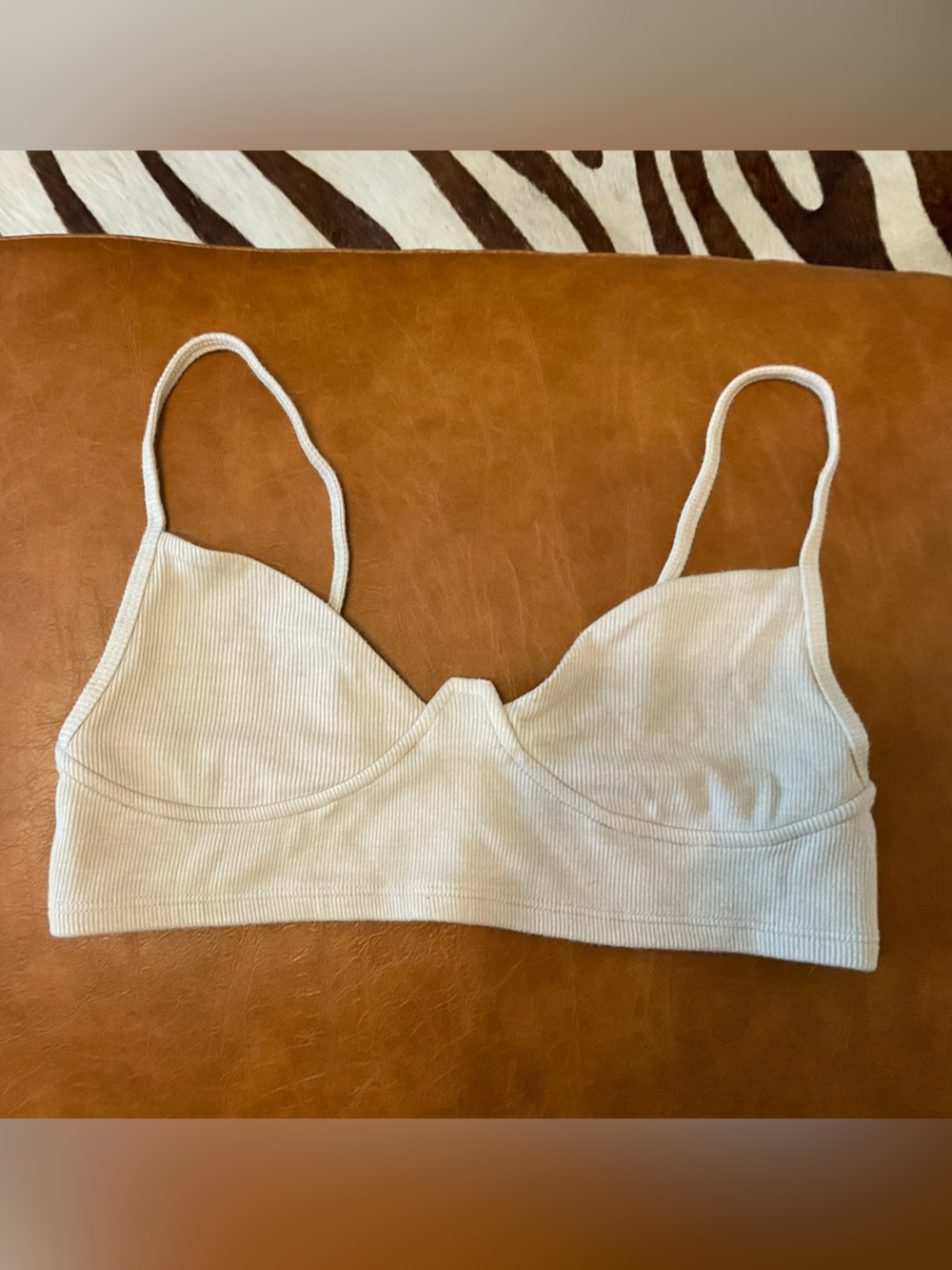 Joah Brown Ribbed Bralette - Cream